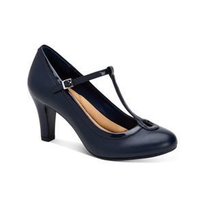 GIANI BERNINI Womens Midnight Navy Vintage Keyhole Varinaa Leather Pumps 5 M